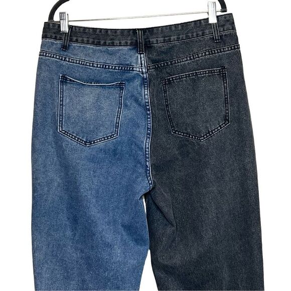 Shein curve spliced blue and black jeans size 1XL - Picture 6 of 14